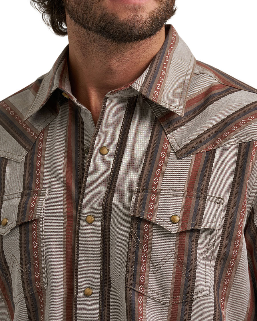 Men's Retro Premium Long Sleeve Snap Modern Fit Western Shirt - 112384768