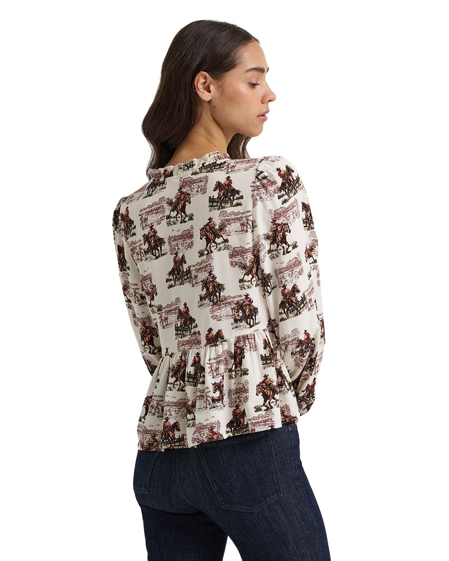 Women's Retro Vintage Juliet Long Sleeve Blouse - 112385318