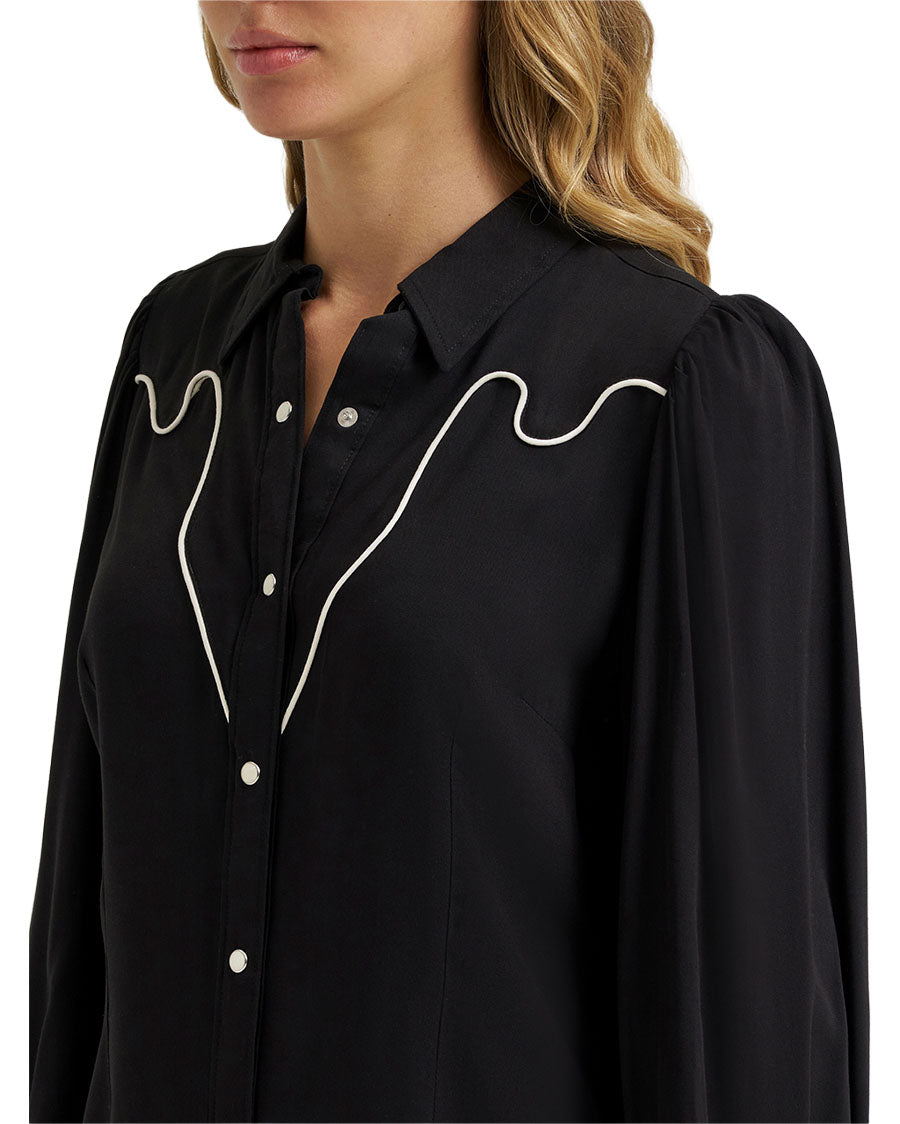 Women's Retro Punchy Long Sleeve Western Blouse - 112385449