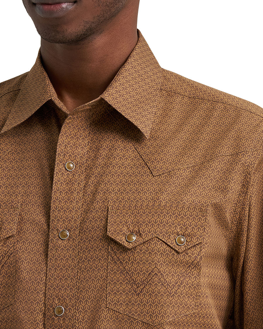 Men's Retro Long Sleeve Modern Fit Western Shirt - 112385599