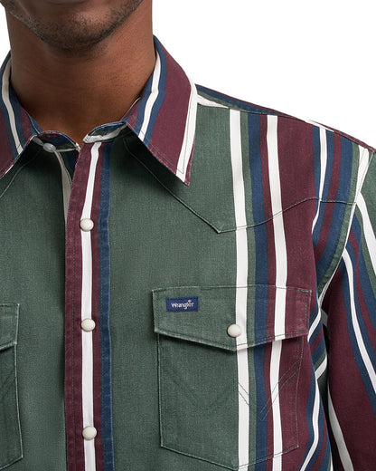 Men's Vintage Style Brushpopper Long Sleeve Classic Fit Western Shirt - 112385788
