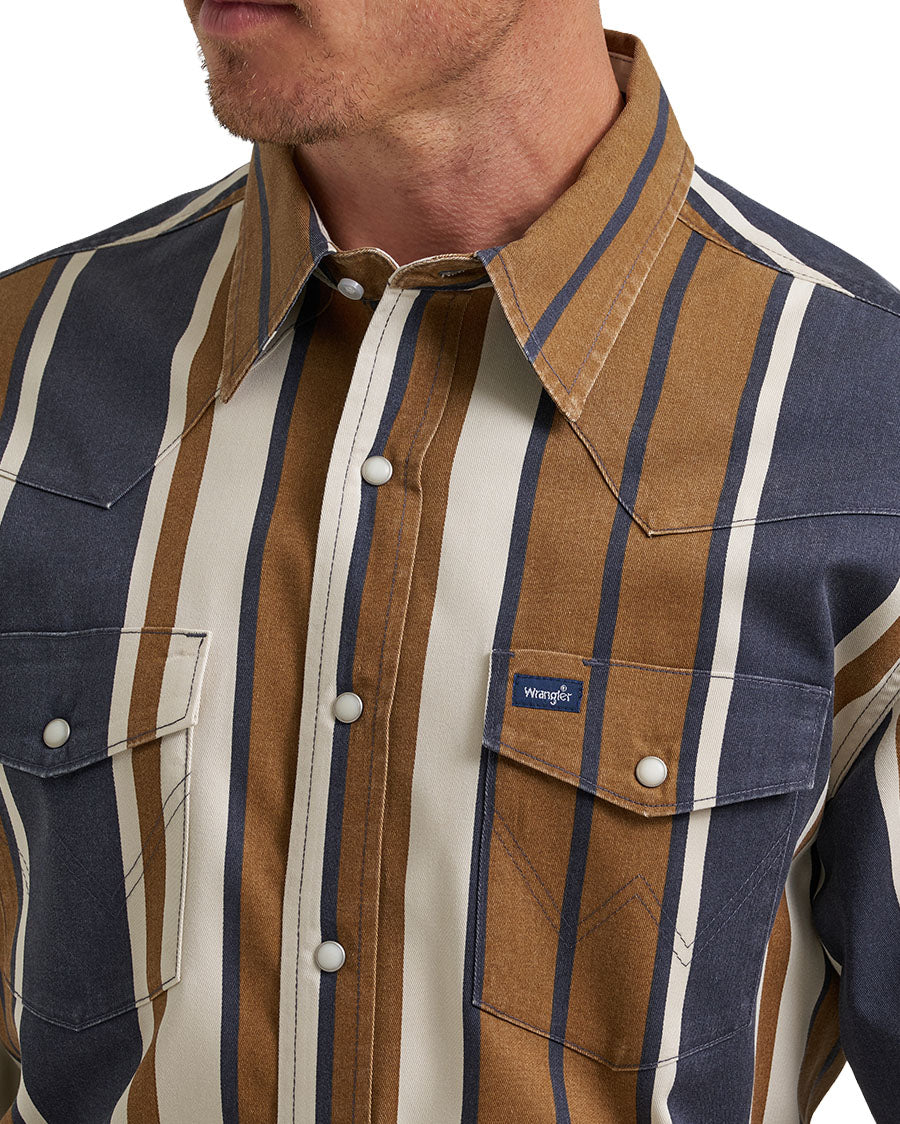 Men's Vintage Inspired Brushpopper Long Sleeve Classic Fit Western Shirt - 112385789