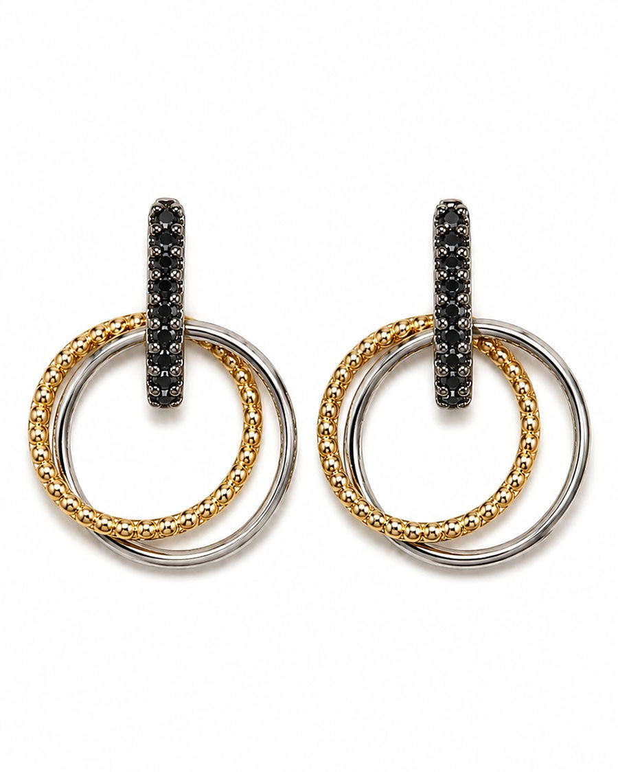Women's 18K Yellow Gold & White Gold Plated Interlocking Hoop Post Earrings - Wc-E33T