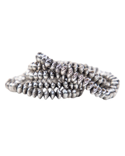 Women's 18K White Gold Plated Burnished 5 Disc Bead Stretch Bracelet Set - Wc-Br11Wg by West & Co. from Skip’s Western Outfitters | W&C-WC-BR11WG-WHITE-GOLD