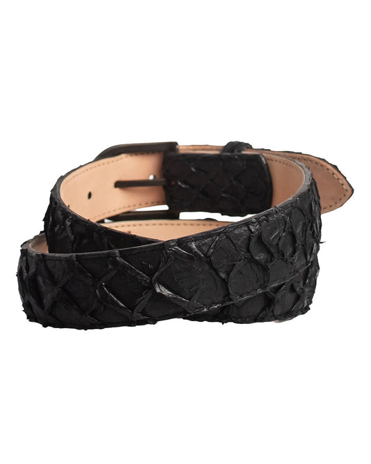 Men's Classic Black Pirarucu Belt - Cb414
