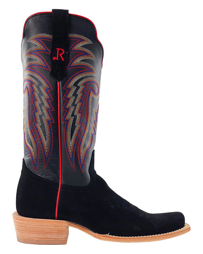 Men's Black Roughout Cowhide Western Boots - RW8208-1