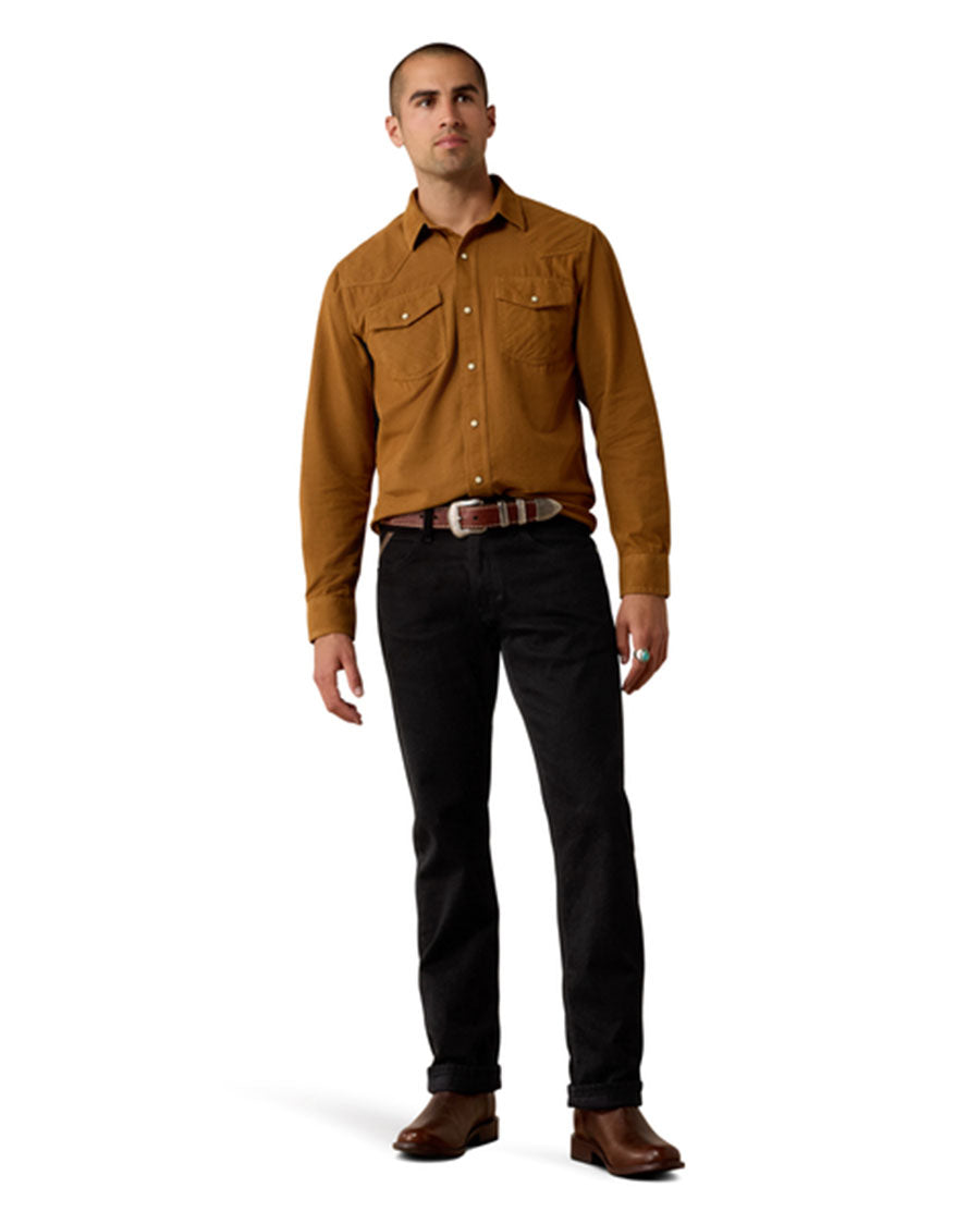 Men's Retro Handorf Corduroy Fitted Snap Long Sleeve Western Shirt - 10080649