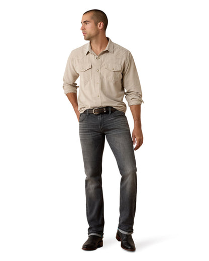 Men's Retro Handorf Corduroy Fitted Snap Long Sleeve Western Shirt - 10080647