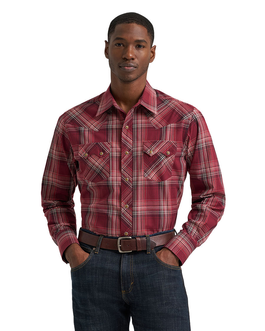 Men's Retro Long Sleeve Modern Fit Western Shirt - 112385598