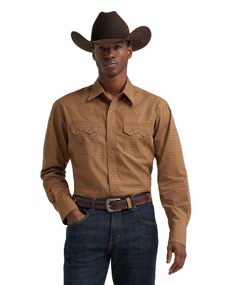 Men's Retro Long Sleeve Modern Fit Western Shirt - 112385599