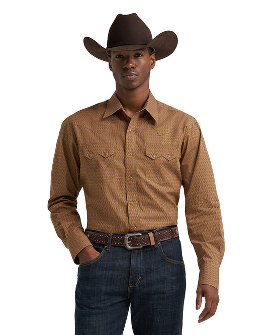 Men's Retro Long Sleeve Modern Fit Western Shirt - 112385599