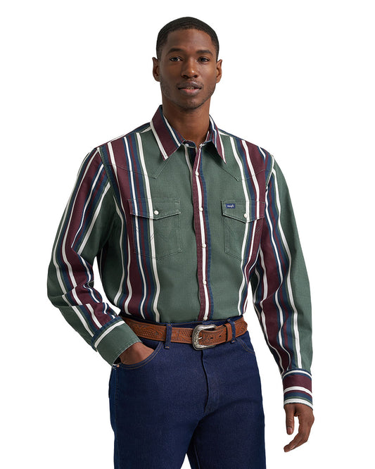 Men's Vintage Inspired Brushpopper Long Sleeve Classic Fit Western Shirt - 112385788