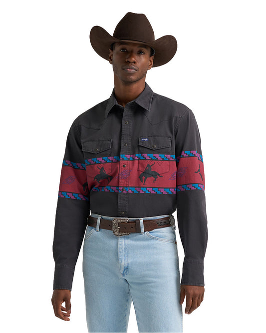 Men's Vintage Inspired Long Sleeve Classic Fit Western Shirt - 112385790