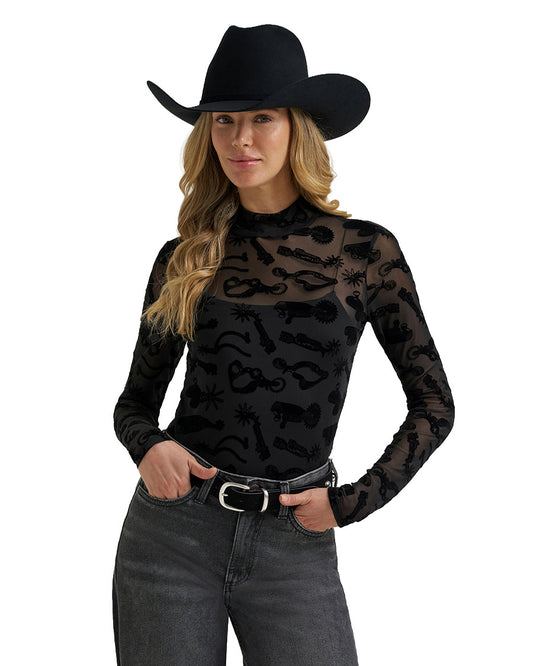 Women's Retro Punchy Mock Neck Knit Long Sleeve Top - 112385967