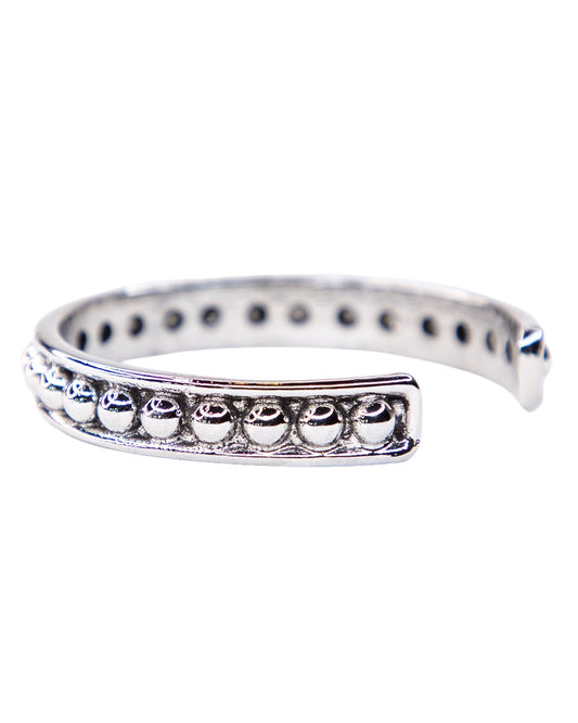 Women's 18K Gold Thick White Gold Burnished Dotted Bangle Bracelet - Wc-Br09G