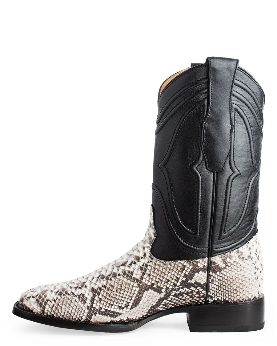 Men's Ke Dressy Wide Square Toe Boot Python Nubuck Western Boots - 82N5749