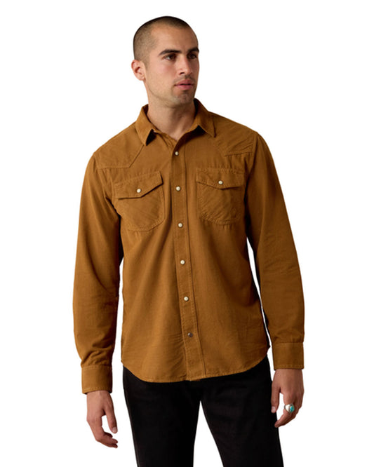 Men's Retro Handorf Corduroy Fitted Snap Long Sleeve Western Shirt - 10080649