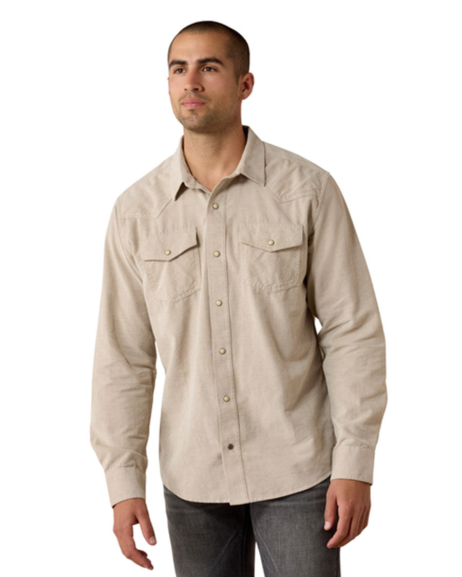 Men's Retro Handorf Corduroy Fitted Snap Long Sleeve Western Shirt - 10080647