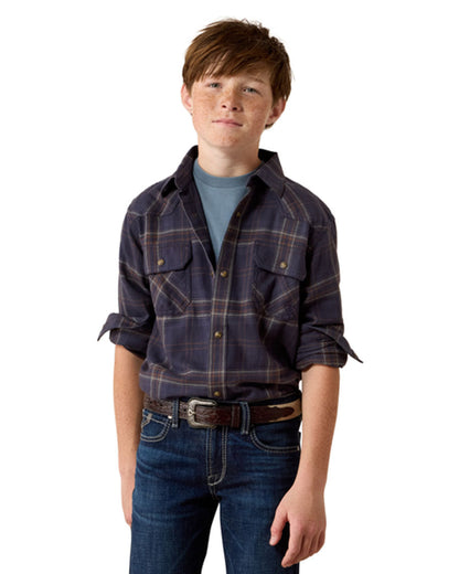 Boys' Retro Haas Classic Fit Snap Long Sleeve Western Shirt - 10080583 by Ariat from Skip’s Western Outfitters | ARI-10080583-XS-OMBRE-BLUE