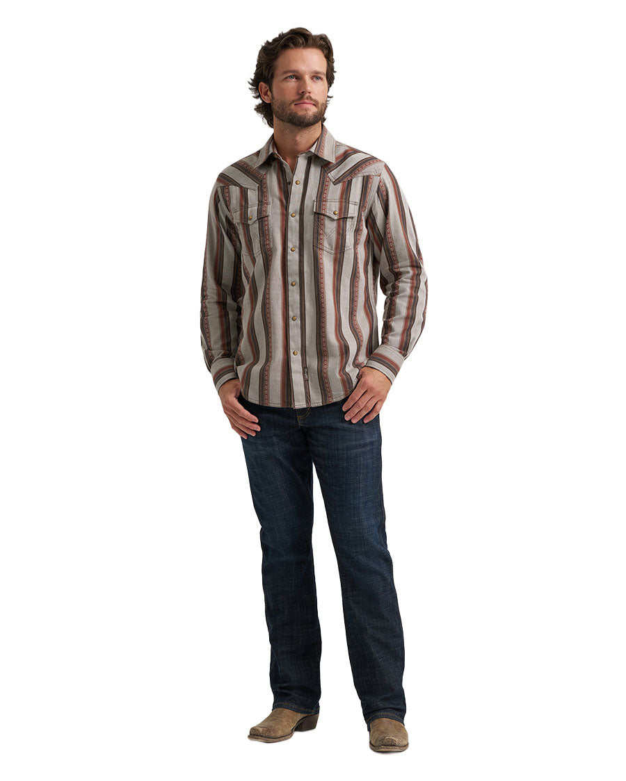 Men's Retro Premium Long Sleeve Snap Modern Fit Western Shirt - 112384768