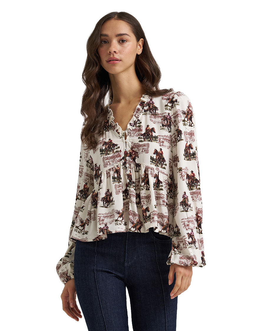 Women's Retro Vintage Juliet Long Sleeve Blouse - 112385318
