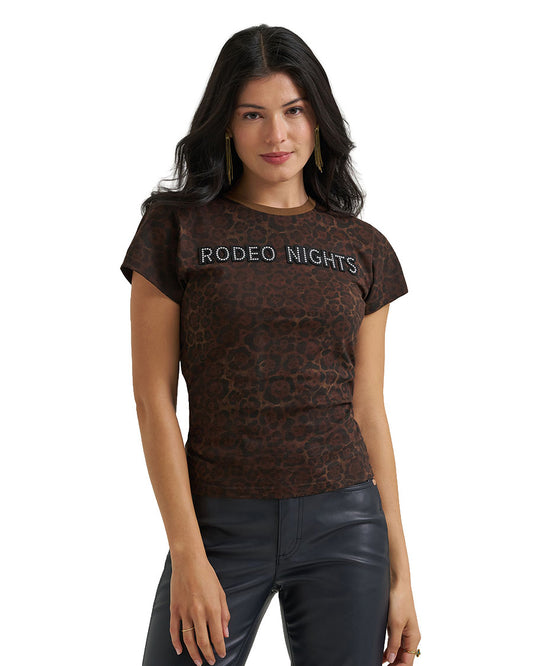 Women's Wrangler X Lainey Leopard Tee Or Rodeo Nights Graphic T-Shirt - 112385577