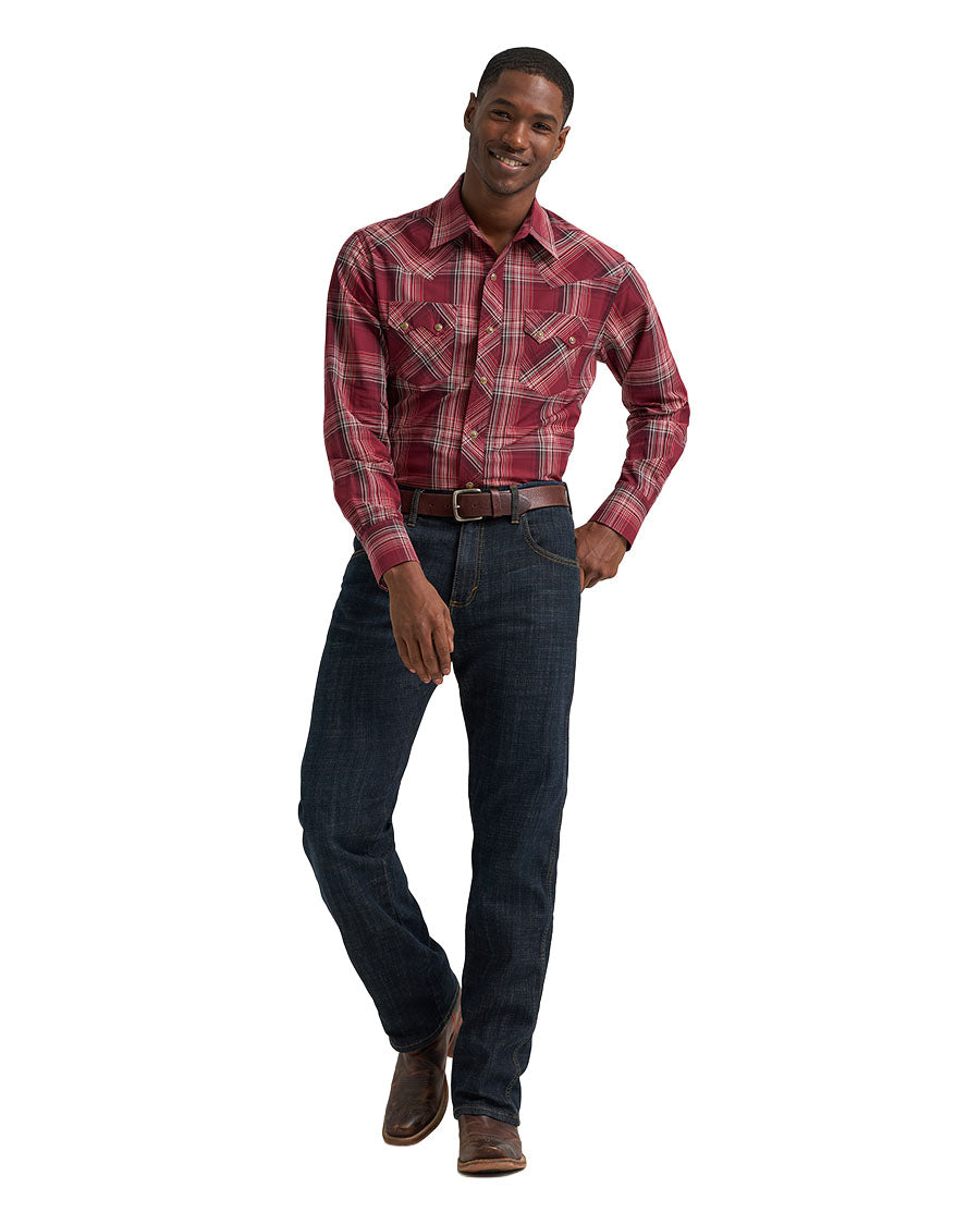 Men's Retro Long Sleeve Modern Fit Western Shirt - 112385598