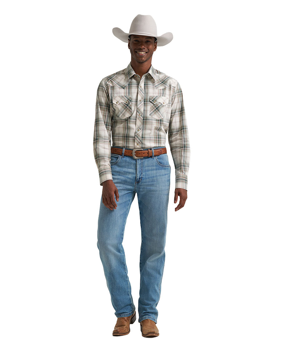 Men's Retro Long Sleeve Modern Fit Western Shirt - 112385600