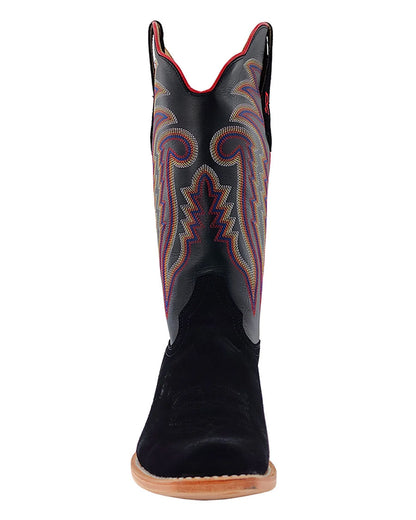 Men's Black Roughout Cowhide Western Boots - RW8208-1