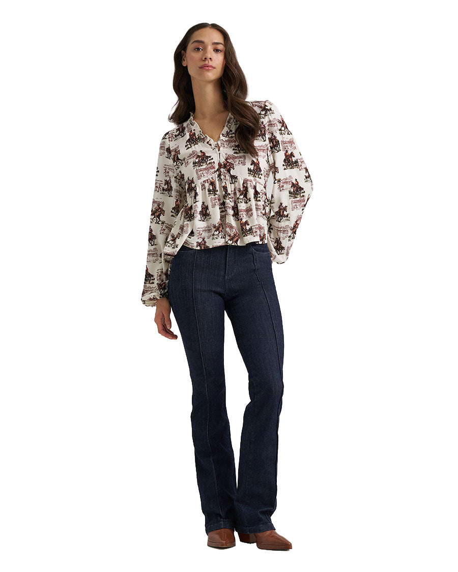 Women's Retro Vintage Juliet Long Sleeve Blouse - 112385318