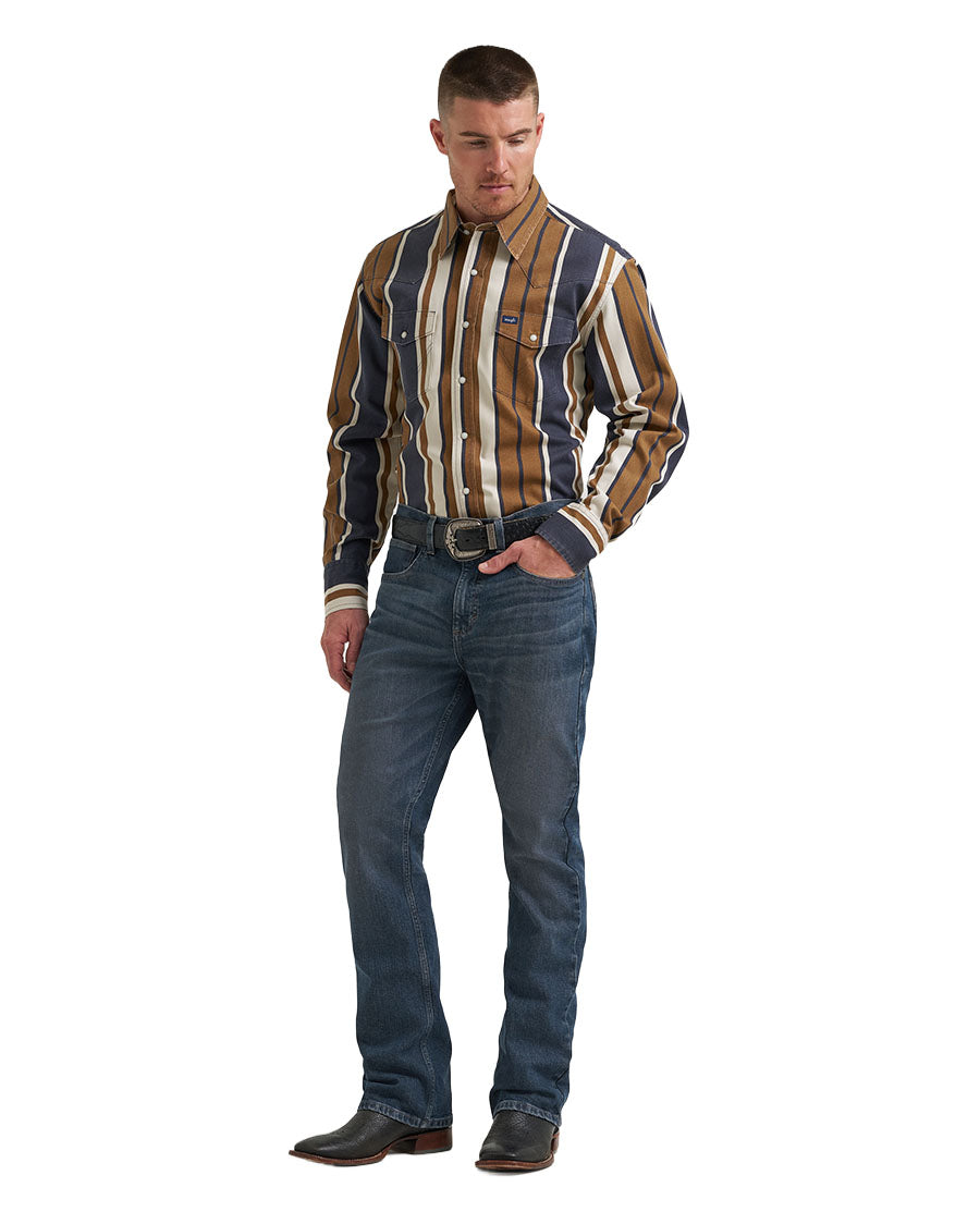 Men's Vintage Inspired Brushpopper Long Sleeve Classic Fit Western Shirt - 112385789