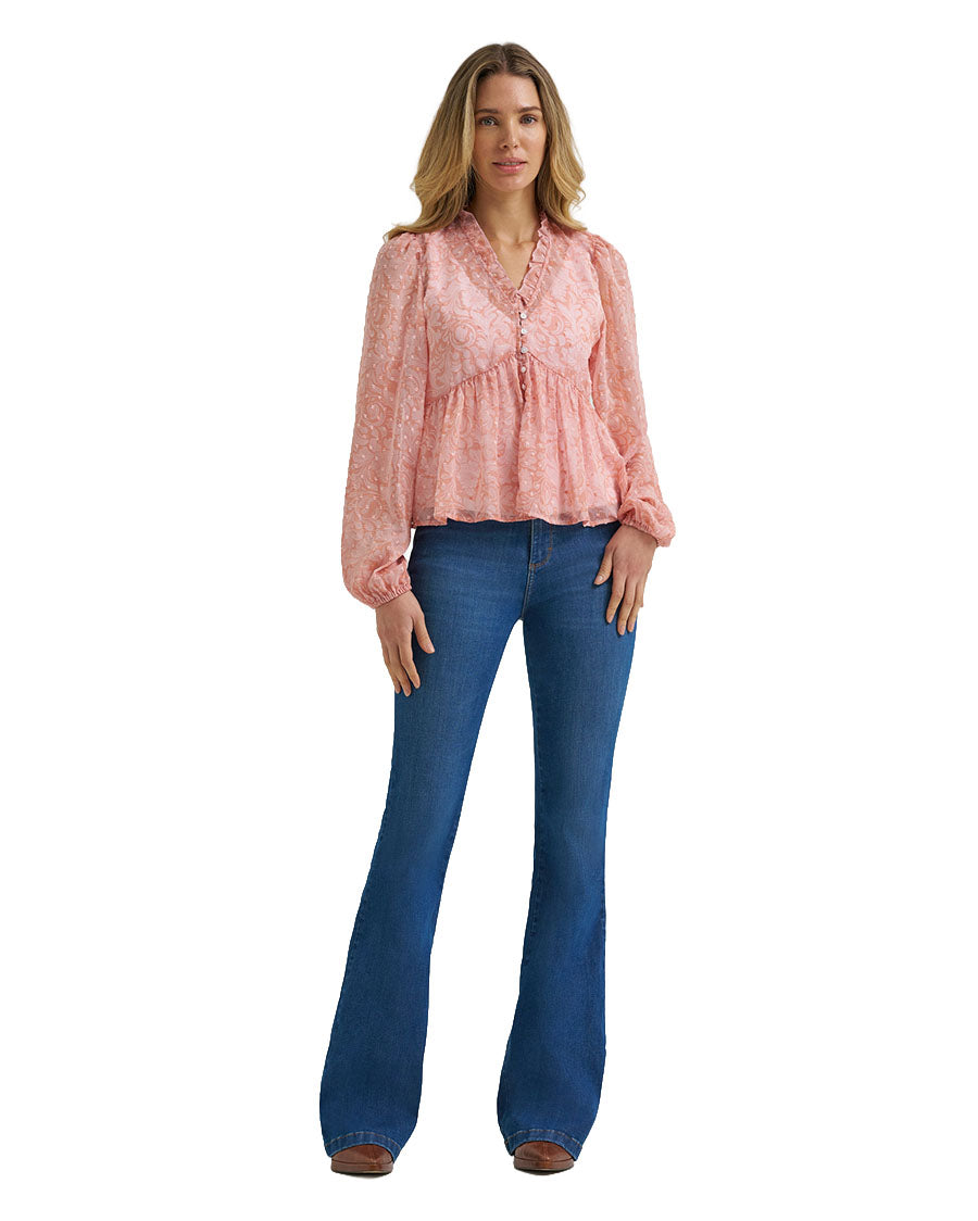 Women's Retro Vintage Juliet Long Sleeve Blouse - 112385996