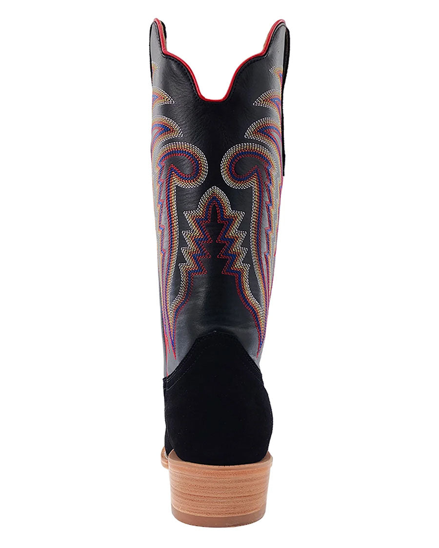Men's Black Roughout Cowhide Western Boots - RW8208-1