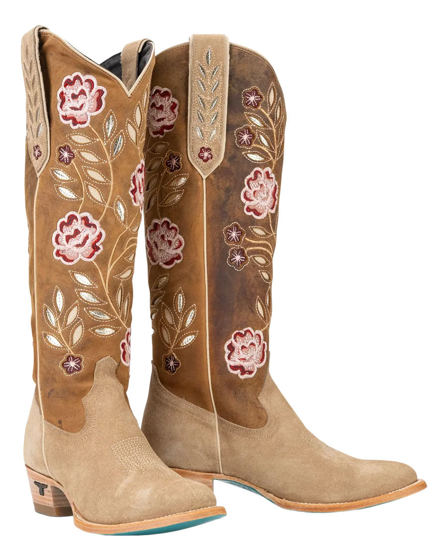 Women's Latte Suede & Burnt Caramel Kenzie Western Boots - Lb2607A