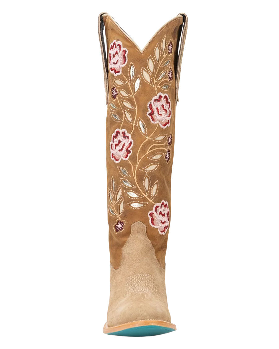 Women's Latte Suede & Burnt Caramel Kenzie Western Boots - Lb2607A