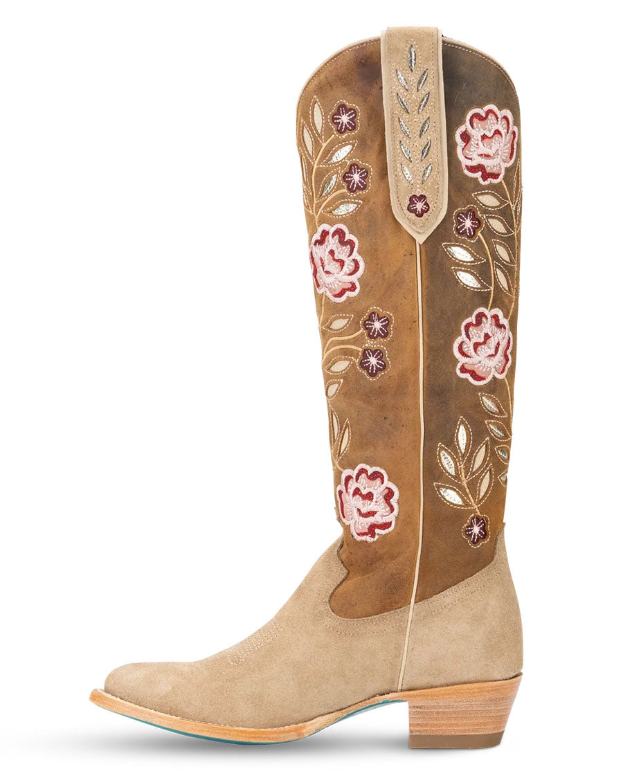 Women's Latte Suede & Burnt Caramel Kenzie Western Boots - Lb2607A
