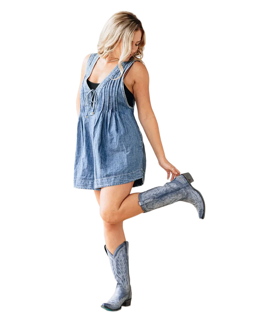 Women's Washed Denim Lexington Western Boots - Lb0488O