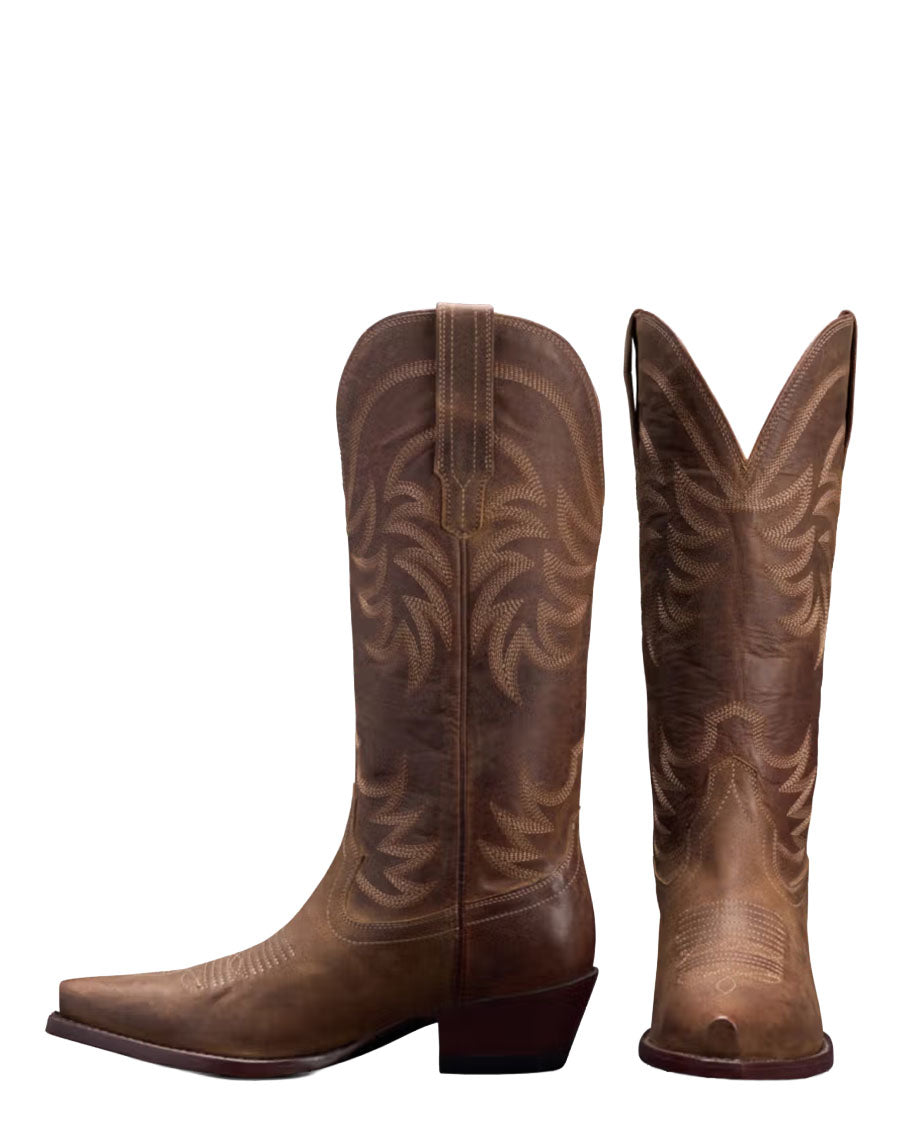 Women's The Annie Wide Calf In Cafe Goat Western Boots - 20062-Caf