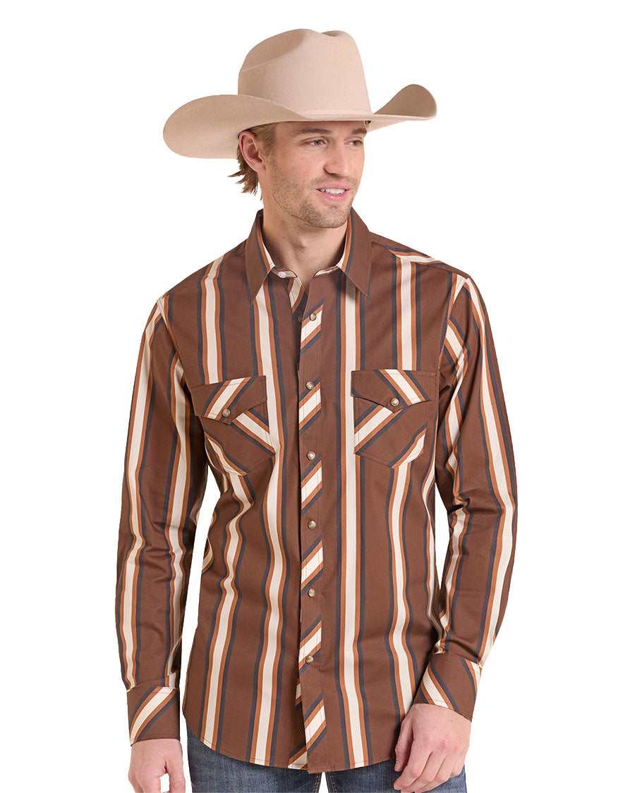 Men's Stripe Print Long Sleeve Snap Western Shirt - Bmn2S10119-24