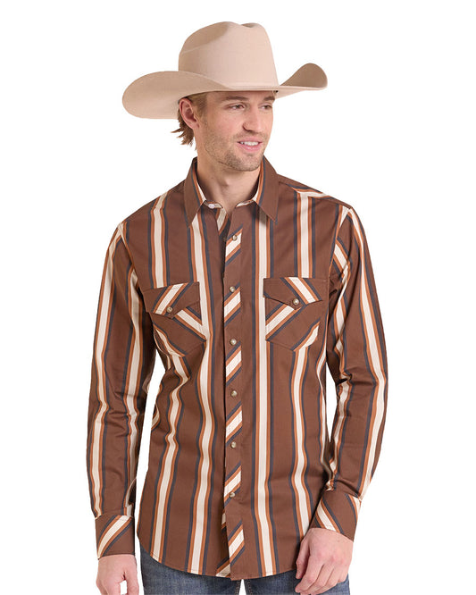 Men's Stripe Print Long Sleeve Snap Western Shirt - Bmn2S10119-24