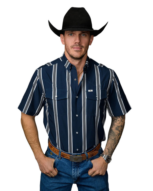 Men's The Hatfield Short Sleeve Snap Performance Western Shirt - Blue - Fps1026177