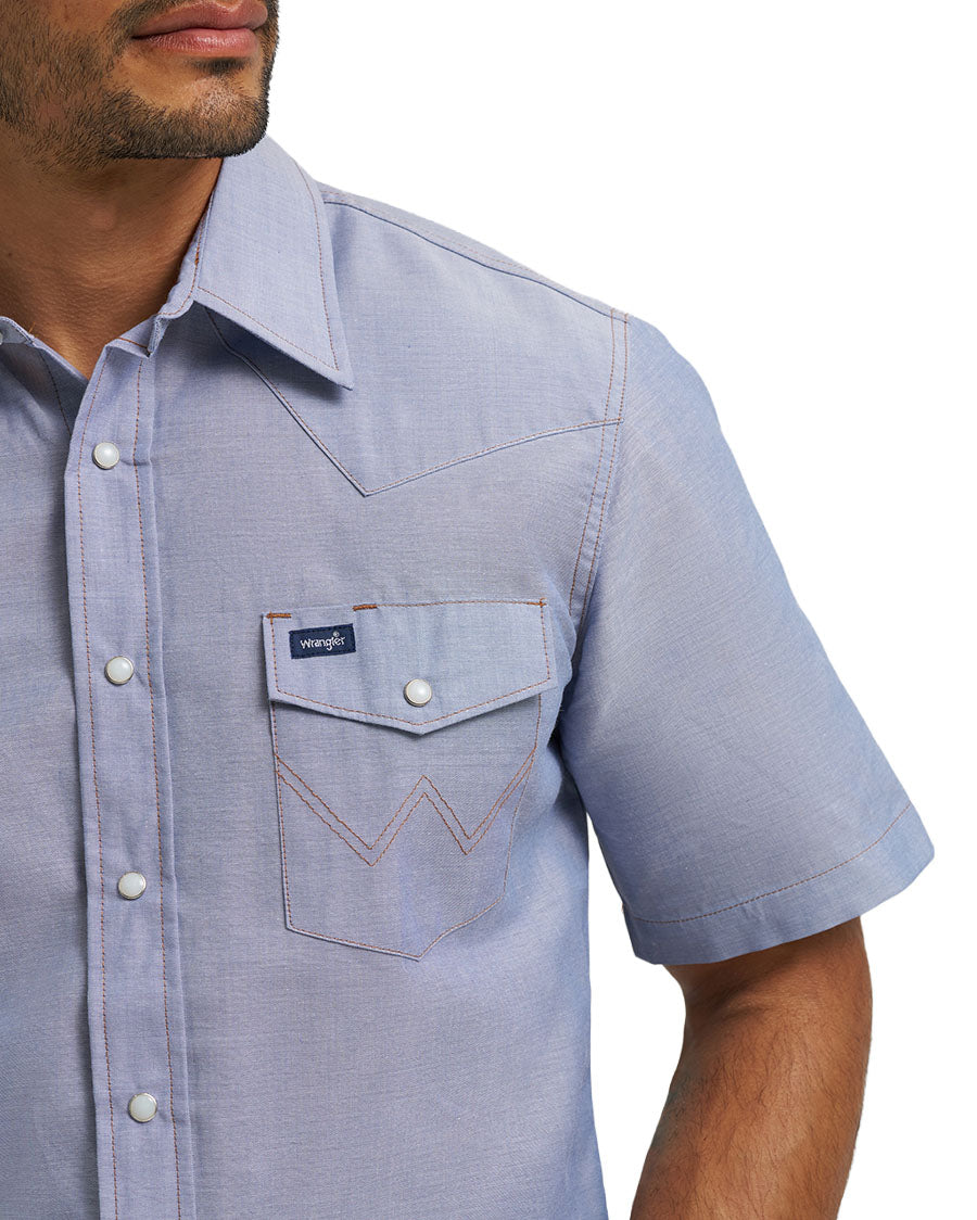 Men's Chambray Short Sleeve Western Shirt - 1070131Mw - 112370331