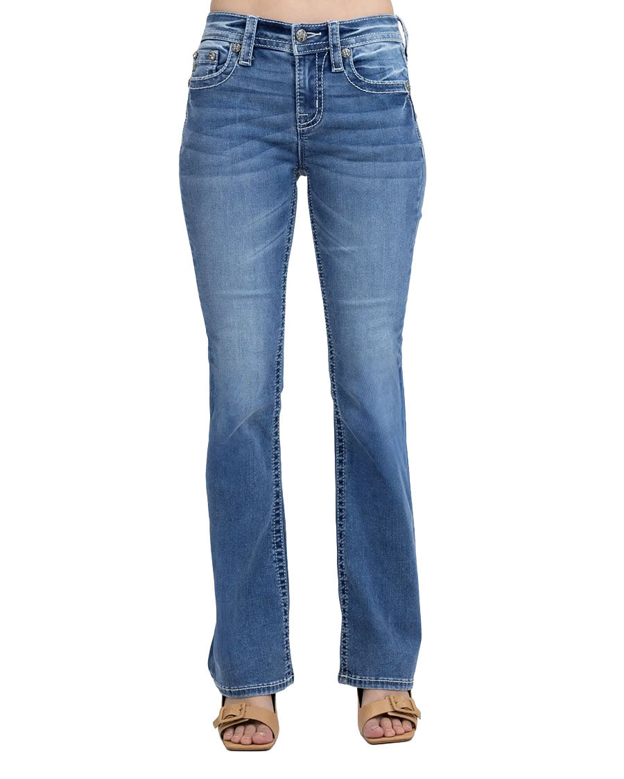 Women's Mid-Rise Boot Cut Jeans - M9618Bv by Miss Me from Skip’s Western Outfitters | MMJ-M9618BV-29-32
