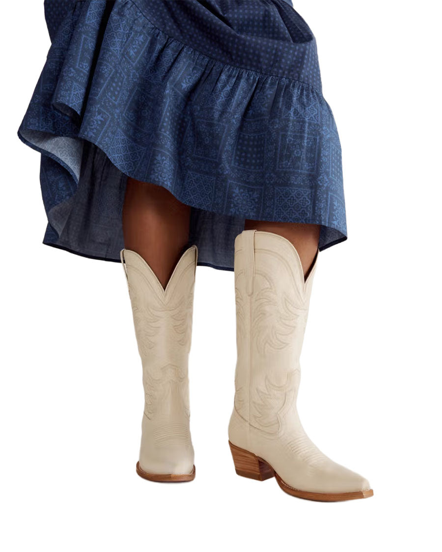 Women's The Annie Wide Calf In Bone Cowhide Western Boots - 20062-Bon