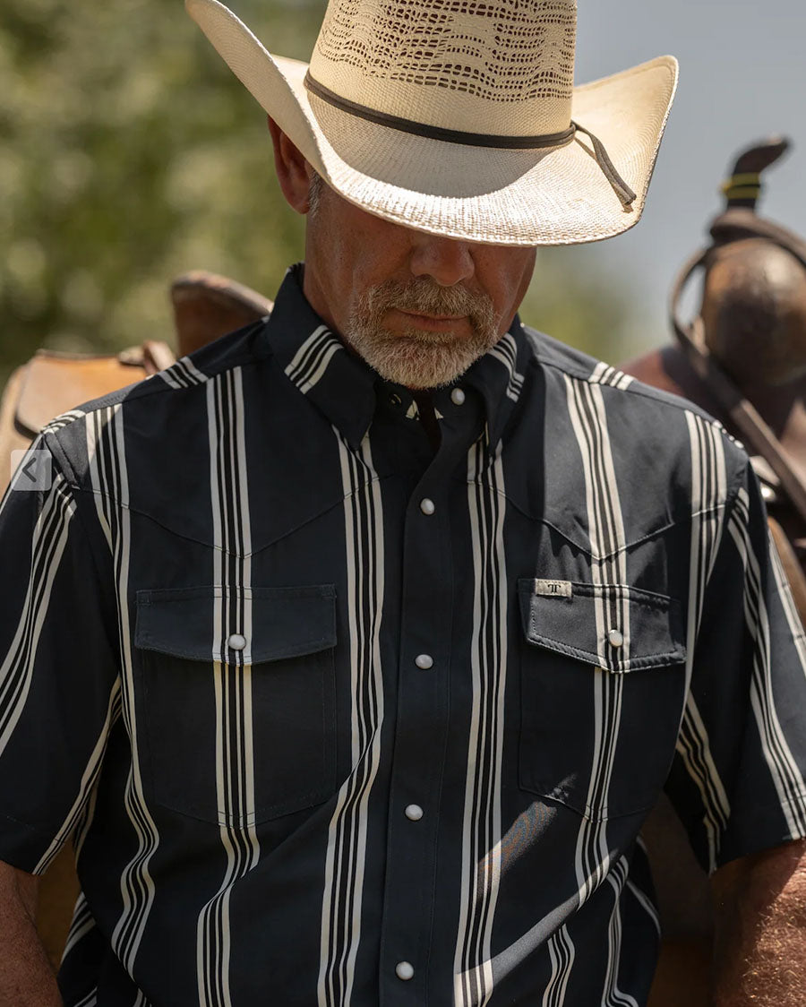 Men's The Hatfield Short Sleeve Snap Performance Western Shirt - Blue - Fps1026177