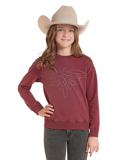 Girls' Boot Stitch Long Sleeve Pullover Sweatshirt - Bg91T10013-62