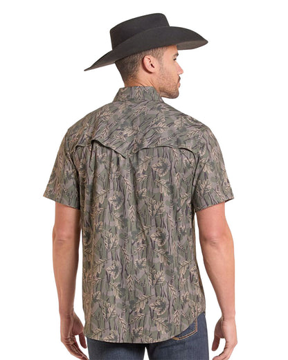Men's Printed Camo Ripstop Tek Short Sleeve Performance Western Shirt - Bmn3S10079-31