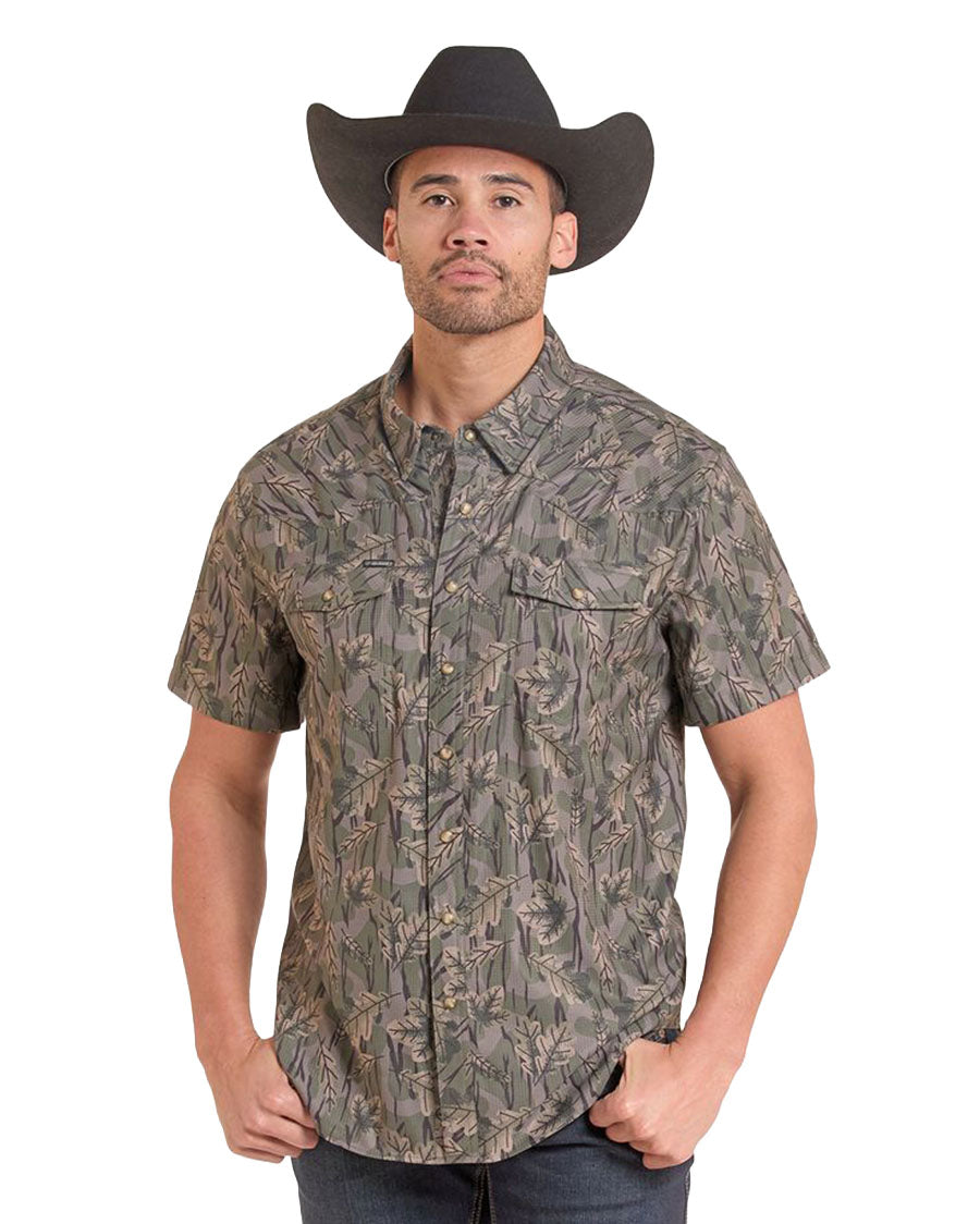 Men's Printed Camo Ripstop Tek Short Sleeve Performance Western Shirt - Bmn3S10079-31