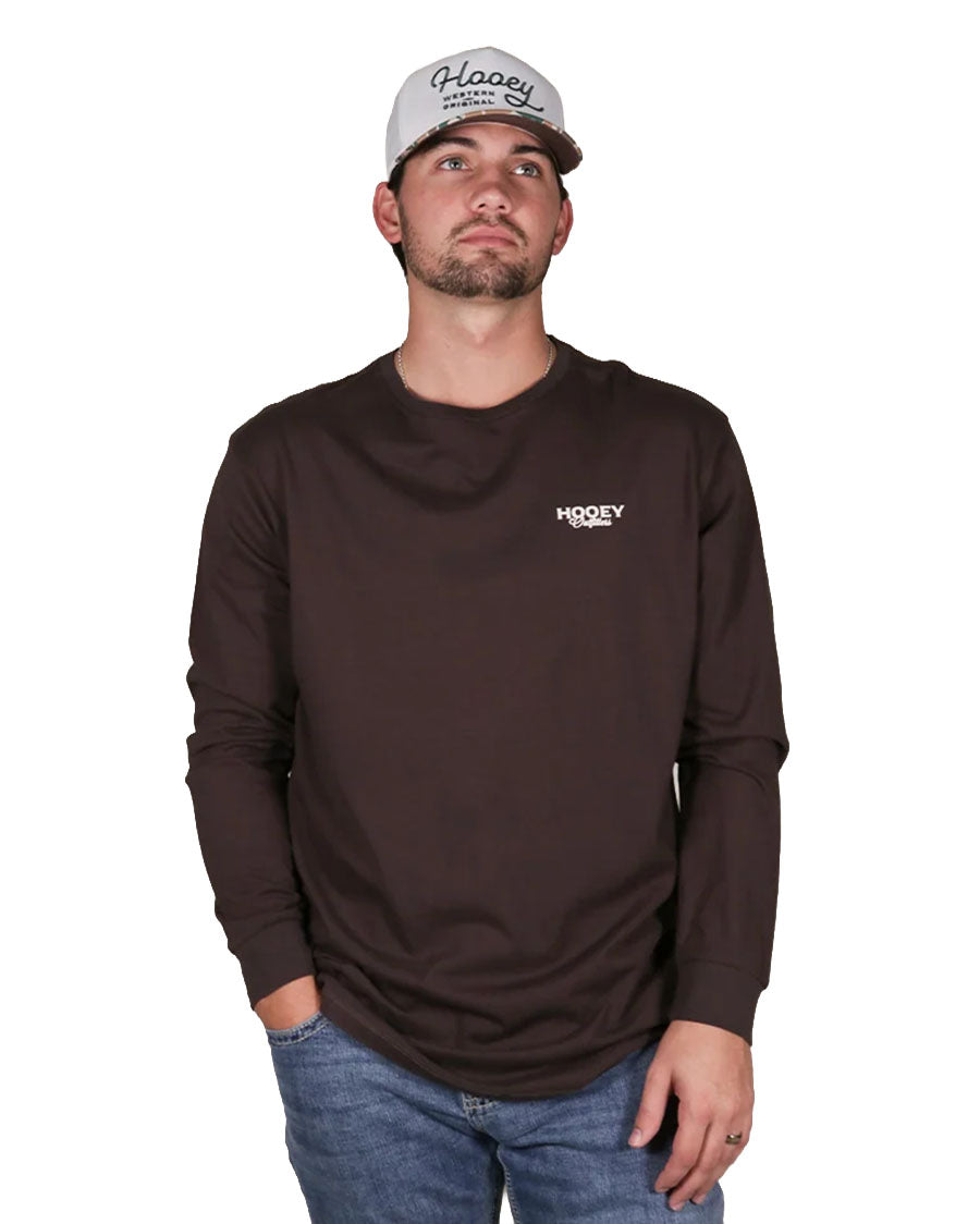 Men's Crew Neck Reactive Dye Long Sleeve Camo Antler Graphic T-Shirt - Ht2615Dkbr