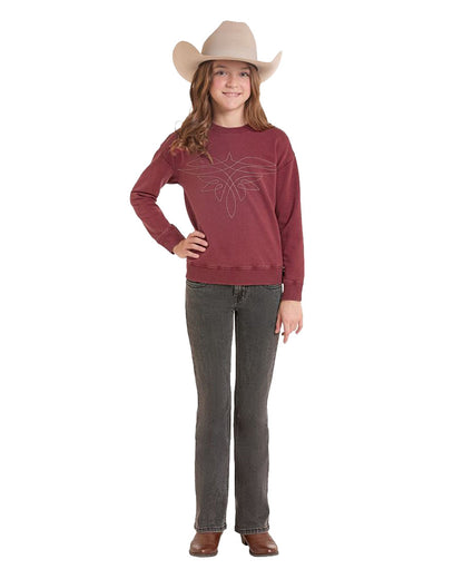 Girls' Boot Stitch Long Sleeve Pullover Sweatshirt - Bg91T10013-62
